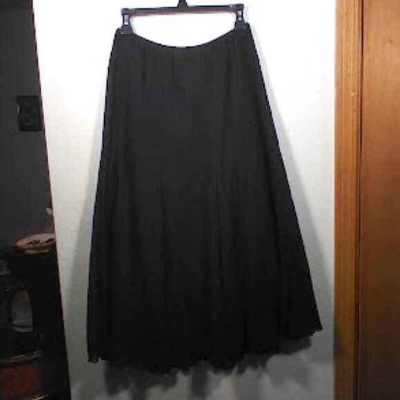 Ruby Rd. Gauze Swing Skirt Midi Length Black Elastic Waist Size 10 P - Picture 5 of 11